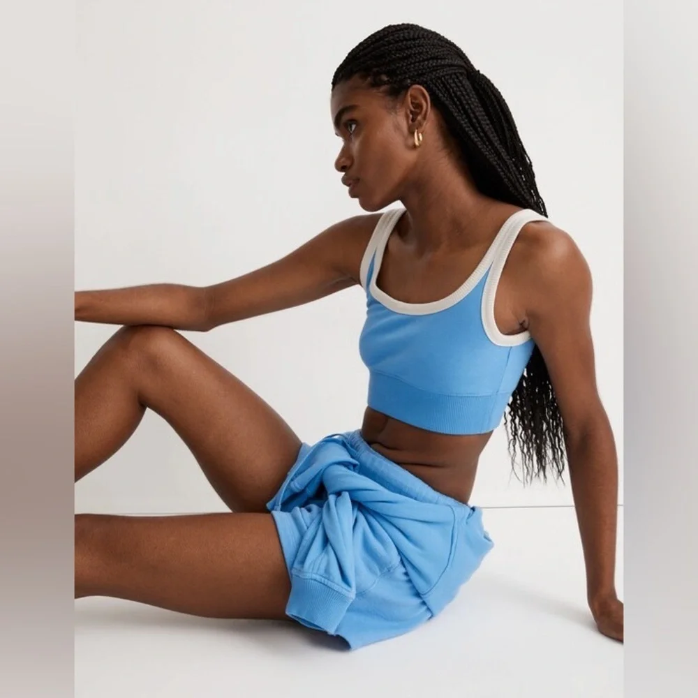 Madewell Terry Ribbed Bralette in Oasis Blue